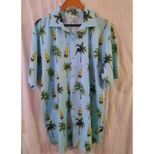 Corona Extra Palm Trees Lightweight Button Up Mens Large  Beer Party